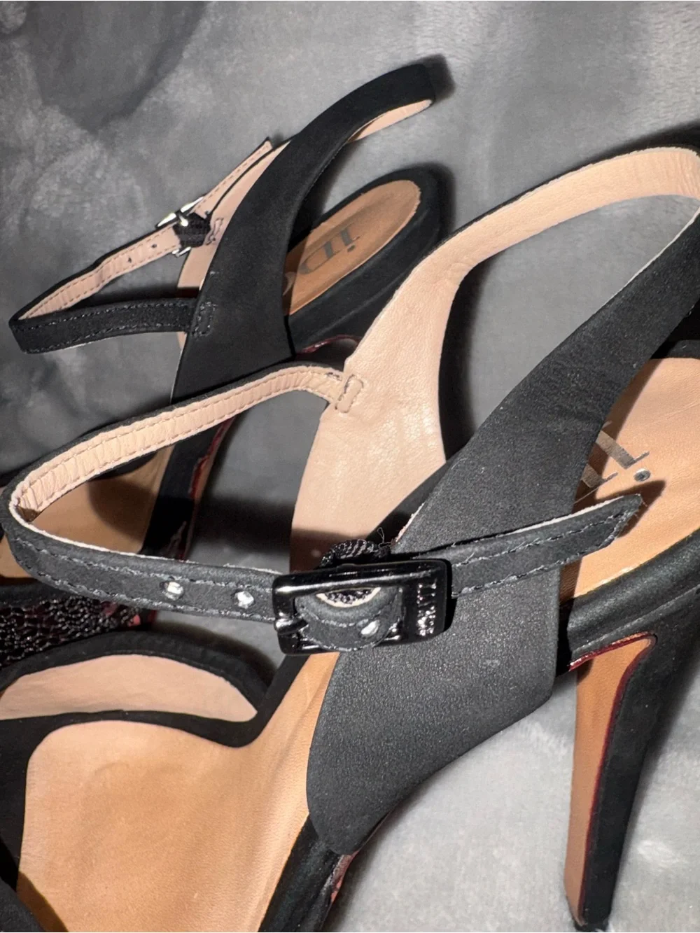 Women's Black and Burgundy Sequin Platform Heels